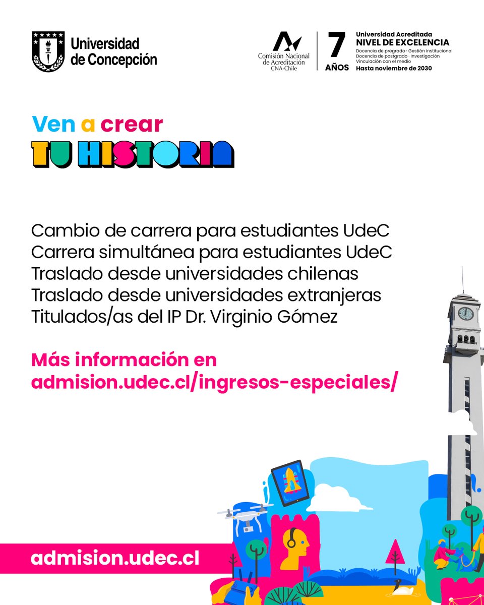 AdmisionUdeC's tweet image. #AdmisiónUdeC El lunes 7 de julio a las 09:00 hrs. se abren las postulaciones de los ingresos especiales del segundo semestre de la @udeconcepcion 📝Consultas a la mesa de ayuda admision@udec.cl 📧Conoce los requisitos y cupos disponibles por carrera en admision.udec.cl/ingresos-espec…