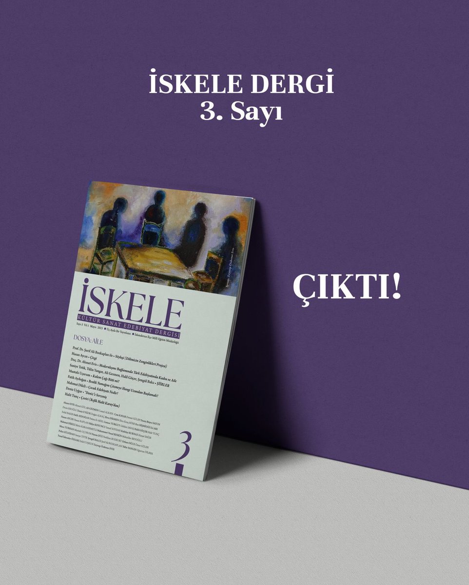 İskenderun İlçe Millî Eğitim Müdürlüğümüzün çıkardığı İskele Kültür Sanat Edebiyat dergisi yolculuğuna emin adımlarla devam ediyor. 
Haziran ayında çıkan 3. sayısı ile de dikkat çekmeye devam eden dergimize göstermiş olduğunuz ilgi ve desteklerden dolayı teşekkür ederiz.