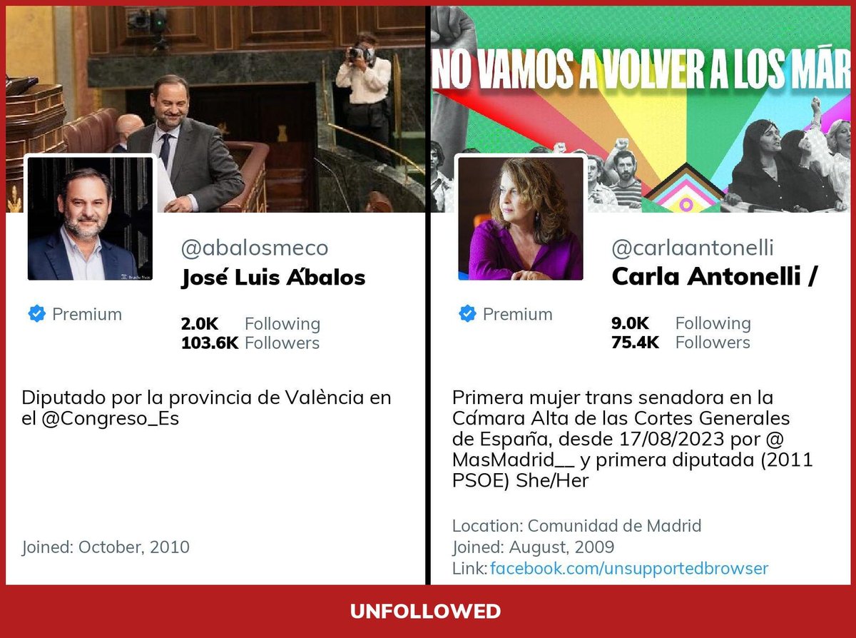 🚫 <a href="/abalosmeco/">José Luis Ábalos</a> ha dejado de seguir a @carlaantonelli