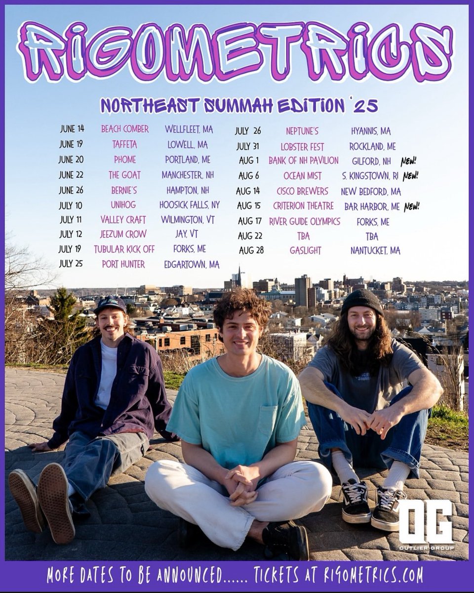rigometrics's tweet photo. It’s a ‘Northeast Summah’ for the Rigs! 

We’ve got a bunch of new tunes &amp; merch for y’all! See ya there 🚌🤟 https://t.co/TM8Kzhho9K