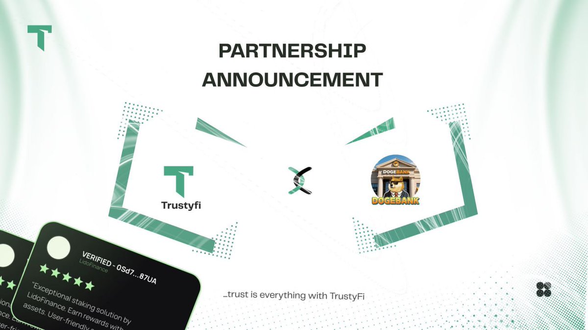 🚨 Partnership Announcement: TrustyFi x  <a href="/Doge_Bank_/">DOGE BANK</a> 🤝

We’re thrilled to announce our partnership with DogeBank, the next-gen Dogecoin-based hash power financial platform revolutionizing mining with AI, RWA, and GameFi integration 🐶⚡️

This collaboration strengthens our shared