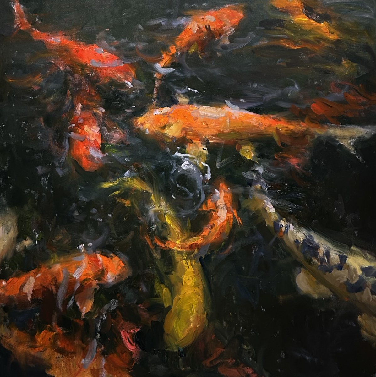 TadRetz's tweet image. &quot;Koi Pond IV&quot; 48x48in. oil on canvas.