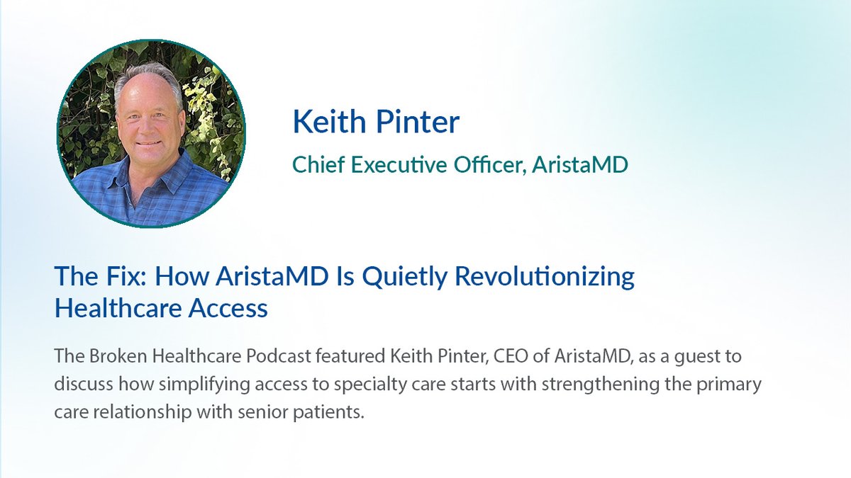 Keith Pinter, CEO of AristaMD, reveals a stunning statistic on The Broken Healthcare Podcast: "Two-thirds of #specialistreferrals aren't necessary."

Imagine freeing up that much capacity in our overwhelmed specialty care system.

hubs.ly/Q03v4CWW0