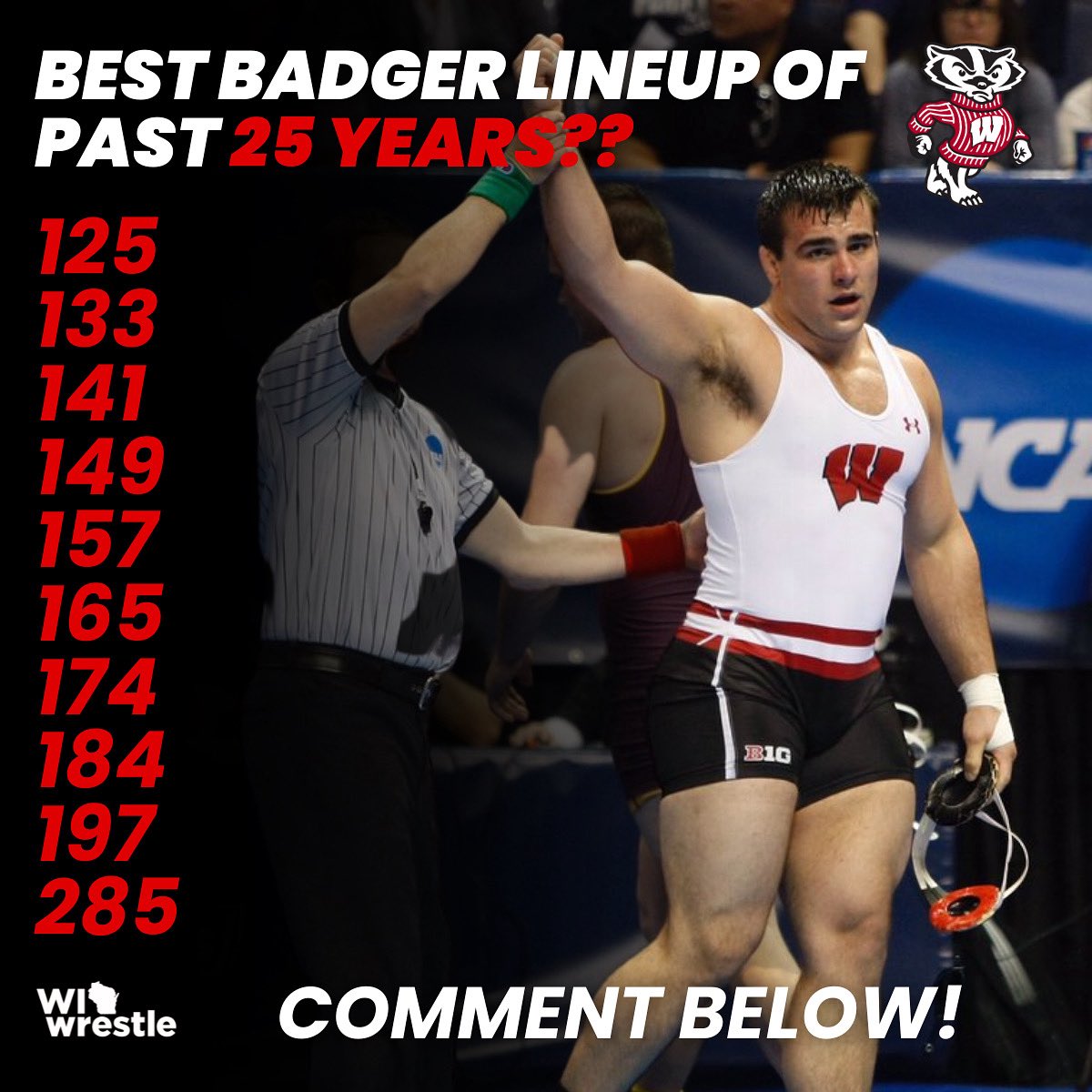 Can you name the best Badger at each weight over the last quarter century!?

Article and list is up now on rokfin!

rokfin.com/article/20007