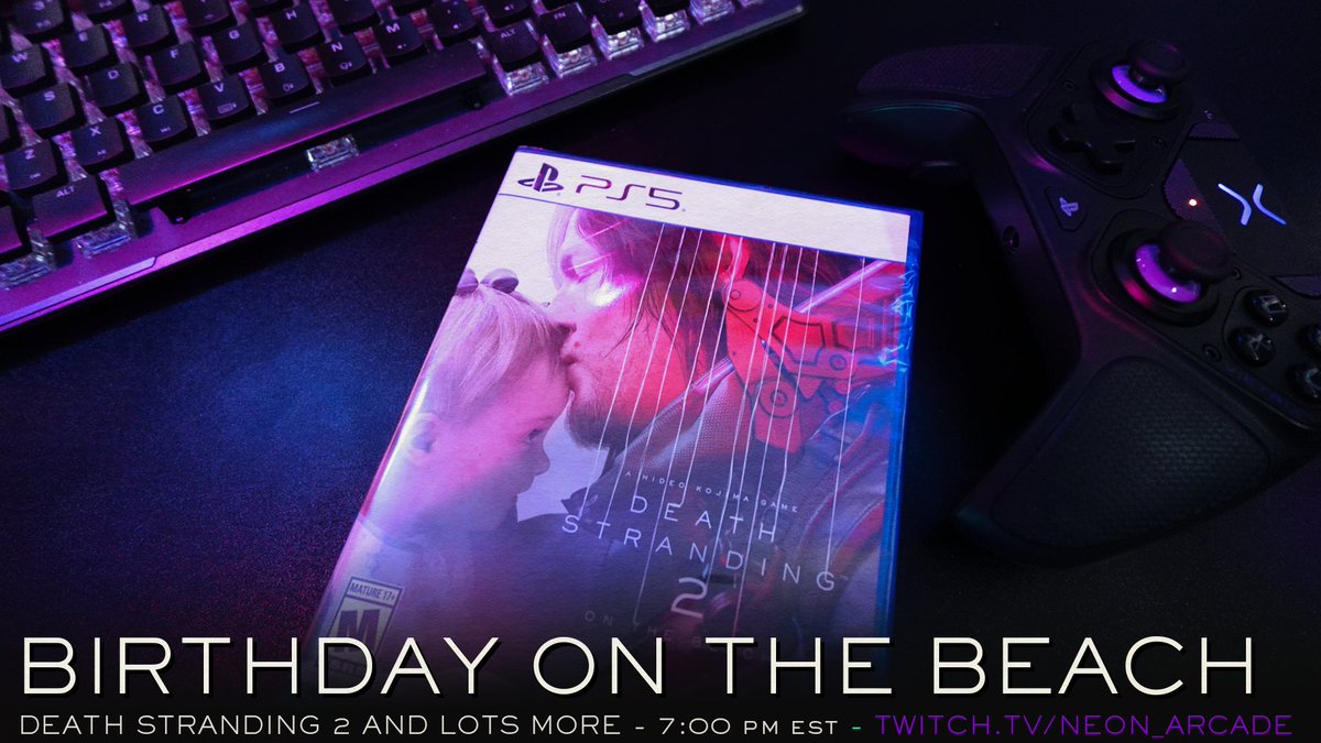neonarcadegrant's tweet image. Not just any Birthday Twitch stream tonight.. I'm kicking off at 7 PM EST with a pair of awesome remastered classics and then checking out the brand new Death Stranding 2 as Kojunema 5 draws to a close while rocking some rad @TurtleBeach gear. Don't miss it!