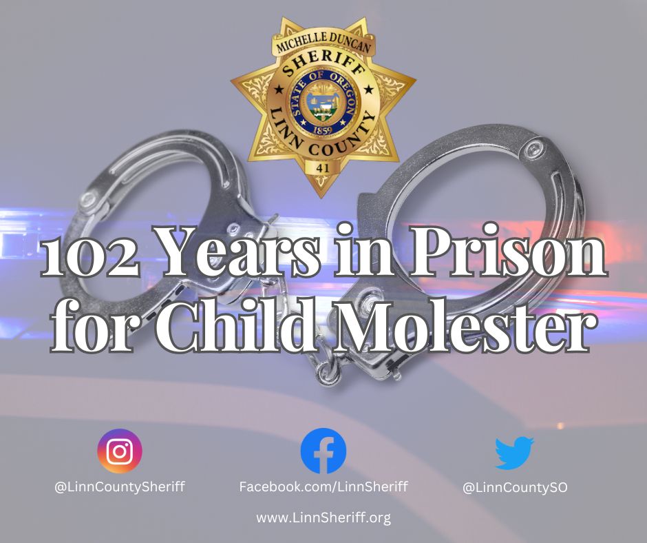 LinnCountySO's tweet photo. 102-Year Sentence for Child Molester

102-Year Sentence for Child Molester

In March 2025, Sergeant Caleb Riley and Detective Tracy White began investigati
 https://t.co/cIDiWos4qN https://t.co/12DhXXGdWY
