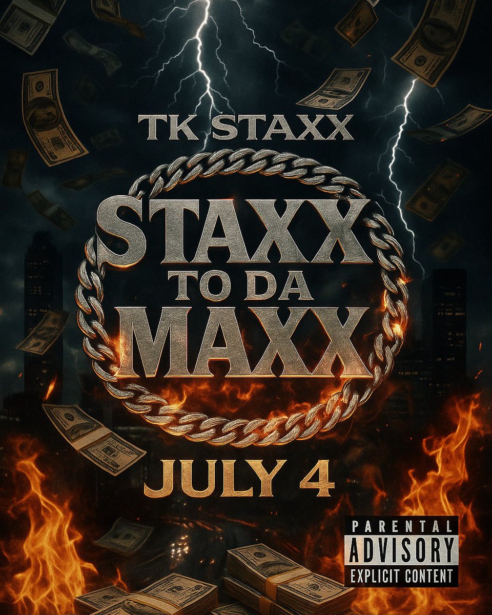 TkillaBsc's tweet photo. “BIG STAXX SEASON 💰💥
The wait is almost over…
STAXX TO DA MAXX — EP drops July 4th.
💿 Serious heat. Real bars. No skips.
Tag someone who need this in they playlist 🔥
#TKSTAXX #StaxxToDaMaxx #NewMusic #HipHop2025” https://t.co/zP6YPe015t