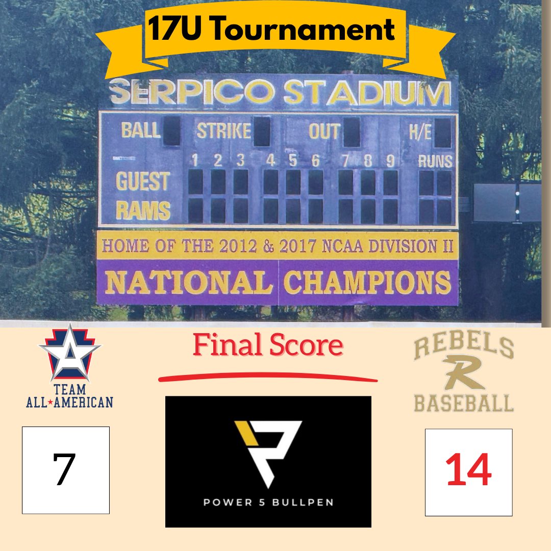 An offensive battle at West Chester University! 21 total runs! 

FINAL: PA Rebels (<a href="/parebels/">parebels</a>) defeat Team All-American (<a href="/Go_Team_AA/">Team All American</a>), 14-7.