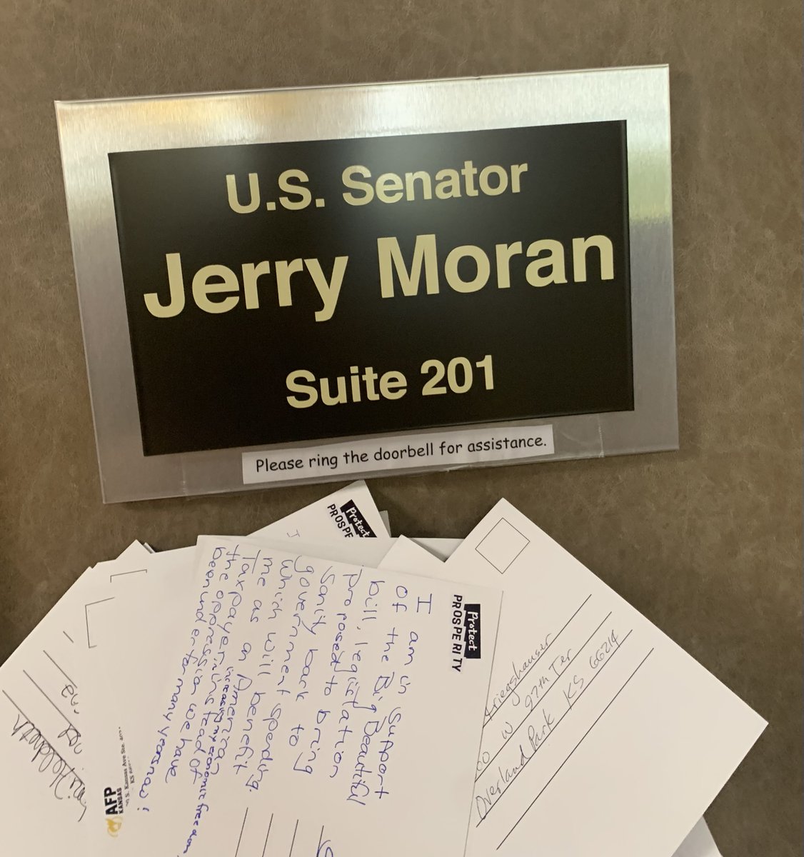 AFPKansas's tweet image. Our communities in Kansas know what positive impact the TCJA had on their wallets. Today we dropped off letters of support for the One Big Beautiful Bill urging Senator Moran to VOTE YES.