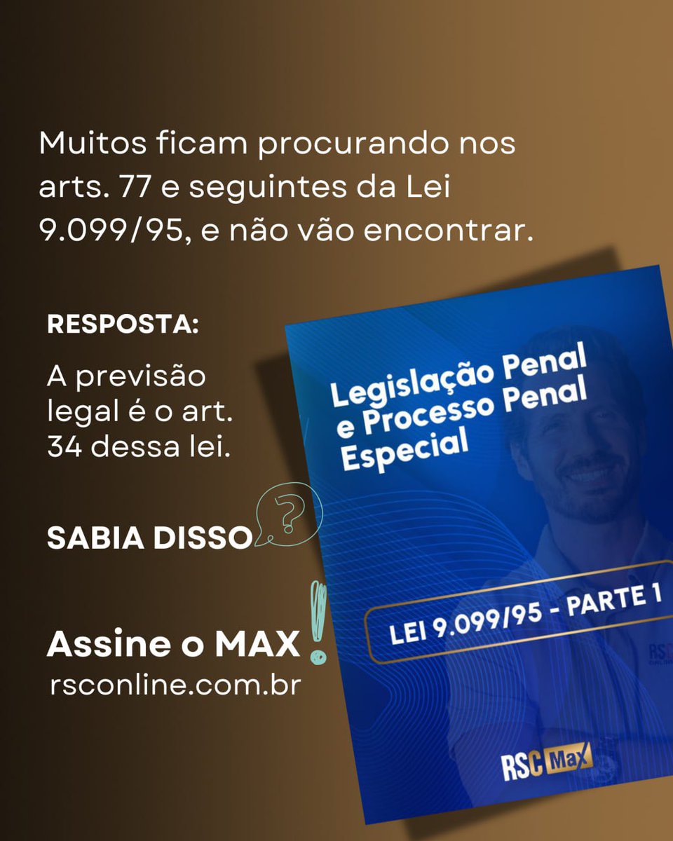 RogerioSanchesC's tweet photo. Dica rápida de sexta-feira, que parece fácil...

✔️Divido com vcs uma das dicas das NOVAS AULAS do RSC MAX sobre a Lei 9.099/95!

#vemproMAX

🔗🔗Planos disponíveis em: https://t.co/QkGlomm3Na

#rsc #rogériosanches #direitopenal #processopenal #aprovacao https://t.co/lGt6FqqdES