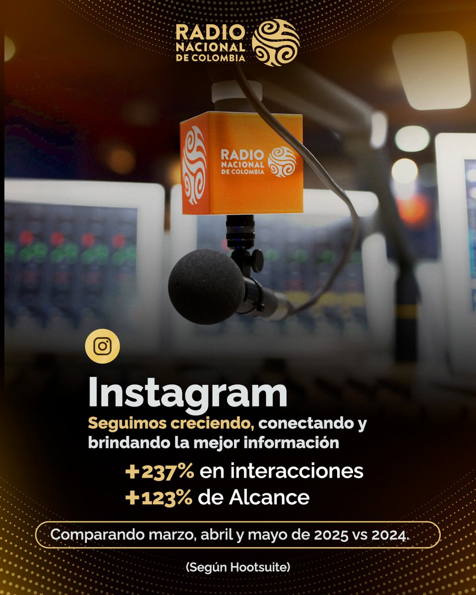 🎙️💛 Desde el corazón del país hasta sus rincones más lejanos, Radio Nacional de Colombia crece con ustedes. En 2025, nuestras cifras en Instagram confirman que la radio pública está más viva que nunca.
#OrgulloRTVC 🚀📲
radionacional.co