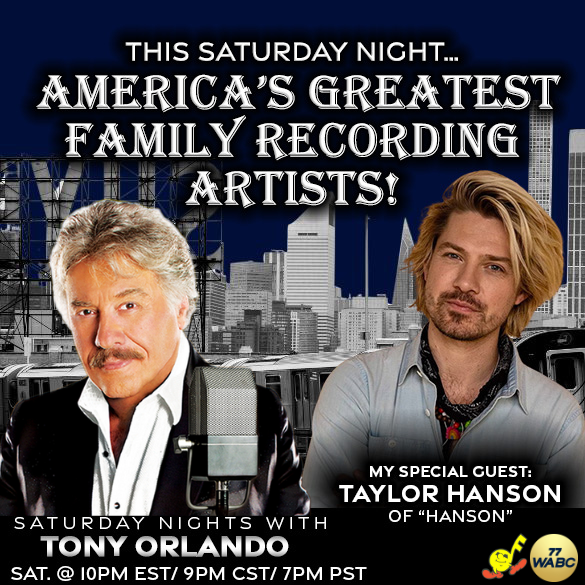 77 WABC Music Radio (@musicradiowabc) on Twitter photo TONIGHT at 10PM EST:
Host <a href="/TonyOrlando/">Tony Orlando</a> This Saturday Night… America’s Greatest Family Recording Artists!
Join us TONIGHT on wabcmusicradio.com, 770 AM, or on the 77 WABC app! TONIGHT at 10PM EST:
Host <a href="/TonyOrlando/">Tony Orlando</a> This Saturday Night… America’s Greatest Family Recording Artists!
Join us TONIGHT on wabcmusicradio.com, 770 AM, or on the 77 WABC app!