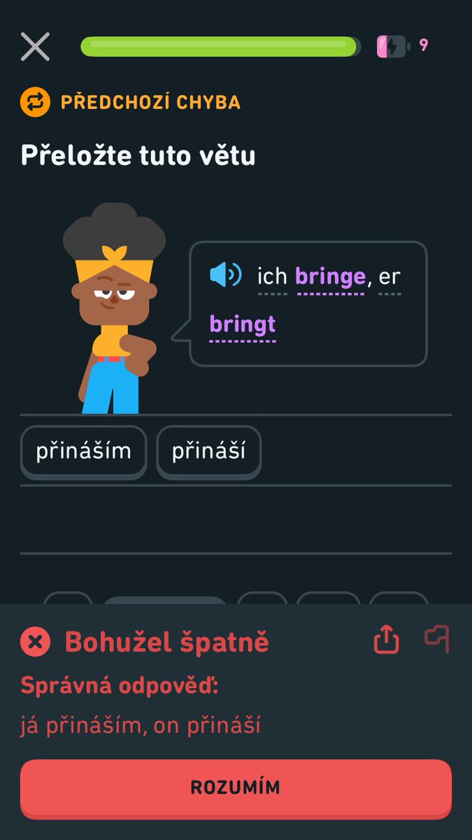 Hmm, přes tuhle lekci se v němčině nedostanu. Asi budu muset přepnout na jinej jazyk. 🤔