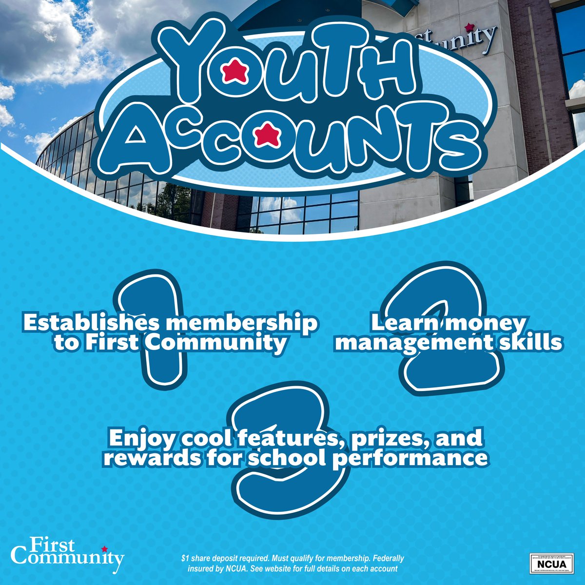 Looking for some reasons to open a Youth Savings Account for your young ones?  We’ll give you a few! 🌟

Learn more about Youth Savings: qr2.mobi/FCYouth