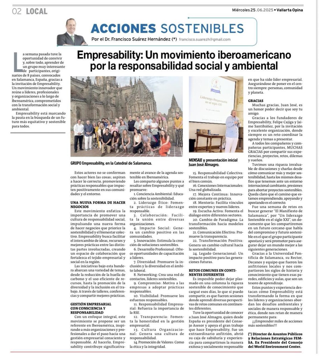 Empresability nos invita a transformar la manera de hacer negocios, poniendo en el centro el bienestar de las personas, las comunidades y el planeta. <a href="/panchosuarezh/">Francisco Suarez</a>