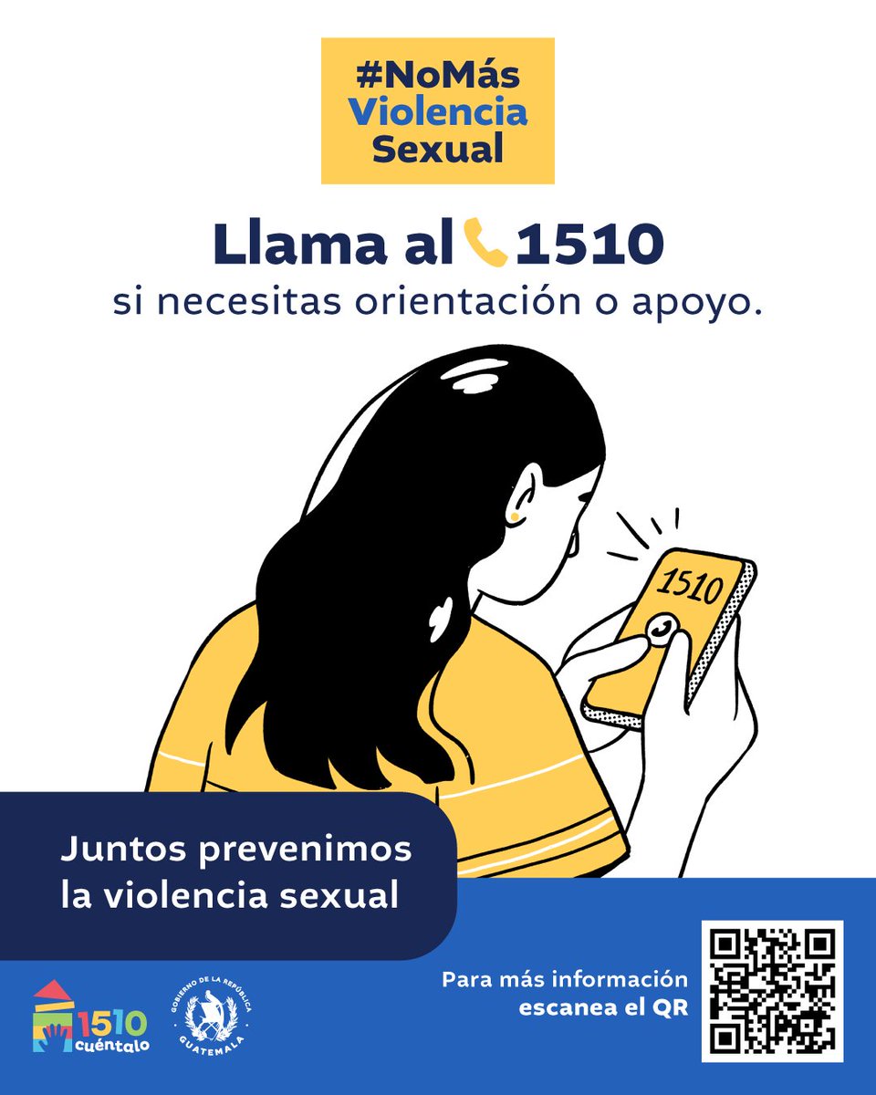 📞 ¿Necesitás orientación o apoyo?
Llama al 1510. Hay personas dispuestas a ayudarte.
🤝 Juntos prevenimos la violencia sexual.  

 #NoMásViolenciaSexual #MinisterioDeGobernación #LaSeguridadEsHoy #UPCV #ElPuebloDignoEsPrimero #YoSoyPrevención