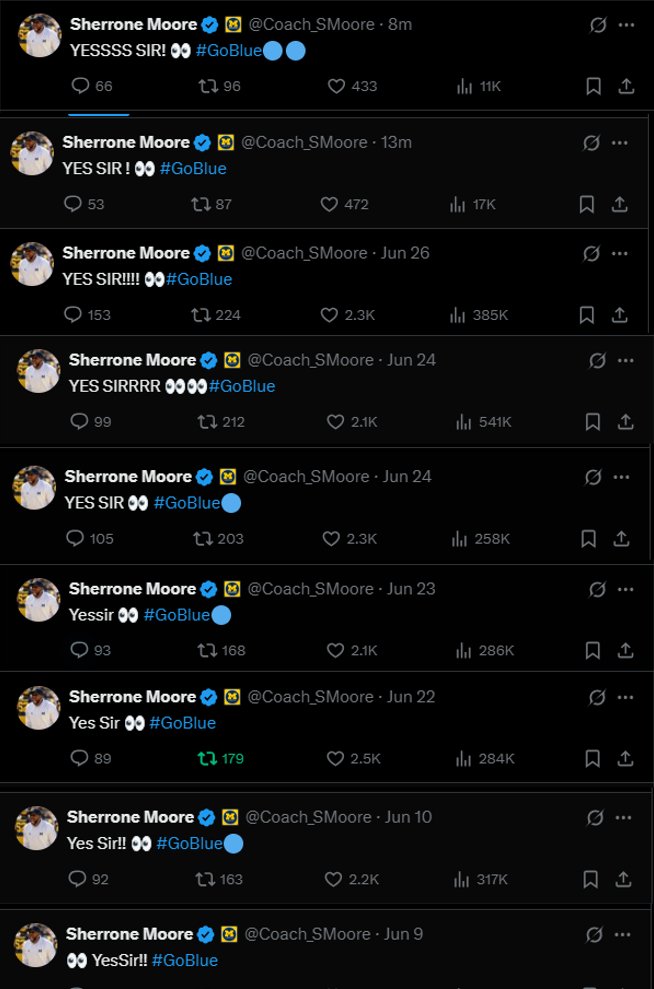 Double BB🌟 (@bbsbighouse1) on Twitter photo <a href="/Coach_SMoore/">Sherrone Moore</a> ...Business continues to BOOM!
We know Coach uses Yes Sir!! for commits.
➡️Now the REAL Detective work begins:
❔What does👀👀 mean?
❔What does 🔵mean?
❔What does 🔵🔵mean?
❔What does YES SIRRRR mean?
❔What does ALL CAPS mean?
❔What does multiple !!! mean? <a href="/Coach_SMoore/">Sherrone Moore</a> ...Business continues to BOOM!
We know Coach uses Yes Sir!! for commits.
➡️Now the REAL Detective work begins:
❔What does👀👀 mean?
❔What does 🔵mean?
❔What does 🔵🔵mean?
❔What does YES SIRRRR mean?
❔What does ALL CAPS mean?
❔What does multiple !!! mean?
