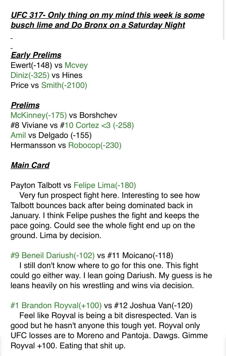 OctagonTalk_'s tweet photo. UFC 317 full card predictions, what are we thinking?? Want to hear your opinions! No bias on the Do Bronx fight😎
#UFC317 #UFC #dobronx #IFW https://t.co/H4SWLim9AX