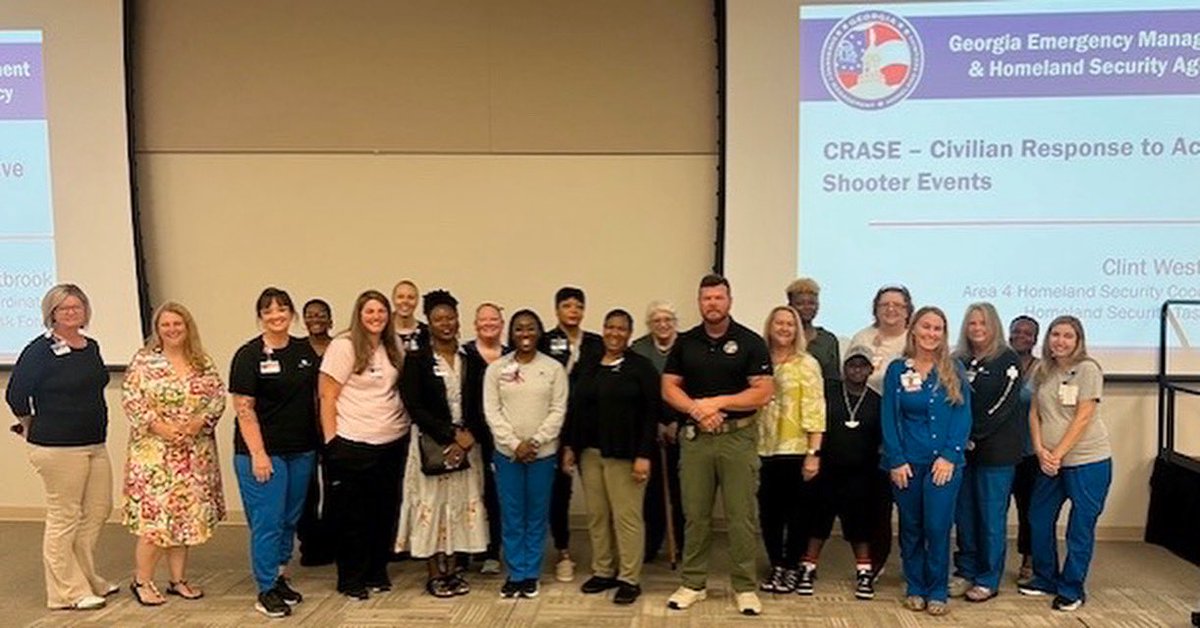 Homeland Security Task Force Agent Clint Westbrook provided multiple Civilian Response to Active Shooter Events (CRASE) and Visual Weapons Screening classes to Emory Healthcare Hospital personnel. 

Staff members from Warner Robins and Perry attended. Thank you Emory Healthcare!