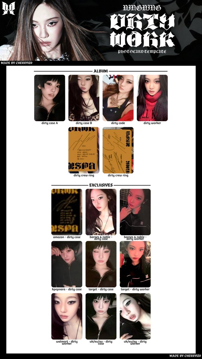 🍒 aespa 에스파 dirty work album photocard template — karina