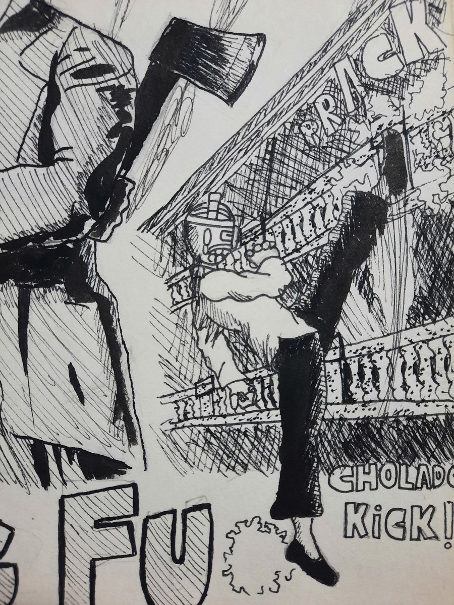 JeronimoMarula6's tweet photo. Título: Kung Fu Hustle con personajes de Car'e Cholado
Autor: Jerónimo Marulanda
Fecha: 8/Febrero/2025
Material: Tinta China y micropunta sobre papel
#kungfuhustle #fanart #stephenchow #Dibujo #draw #tintachina #ink #micropunta #microtip #arte #art https://t.co/PGG8m1u8ta