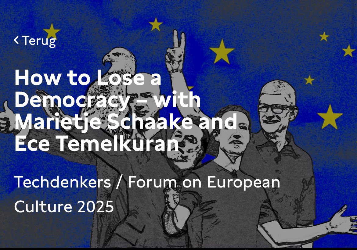 An exceptional pleasure to discuss democracy, fascism, technology, hope and revolution with <a href="/ETemelkuran/">Ece Temelkuran</a> at <a href="/DeBalie/">De Balie</a> Video is here and starts at around 9’ ↘️ youtube.com/live/c7qcGQM8r…