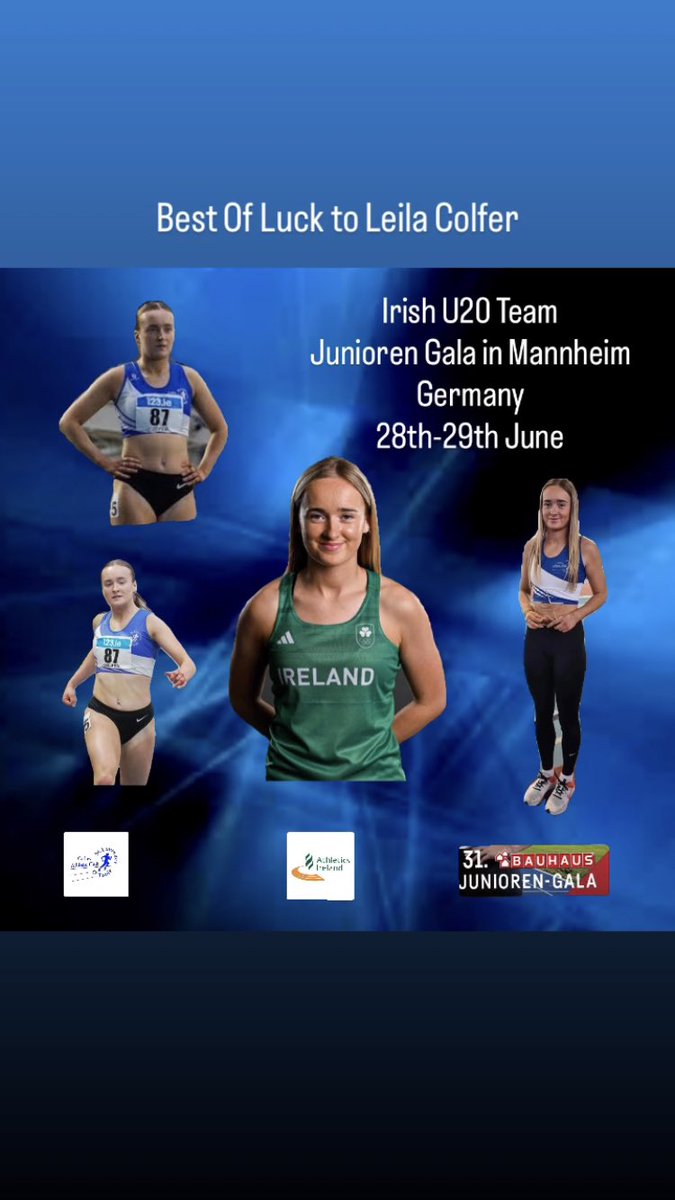 A exciting weekend ahead for two of our club athletes Adam Nolan and Leila Colfer, having earned their selection on the European and International stage. Best of luck to you both 🍀💪🇮🇪