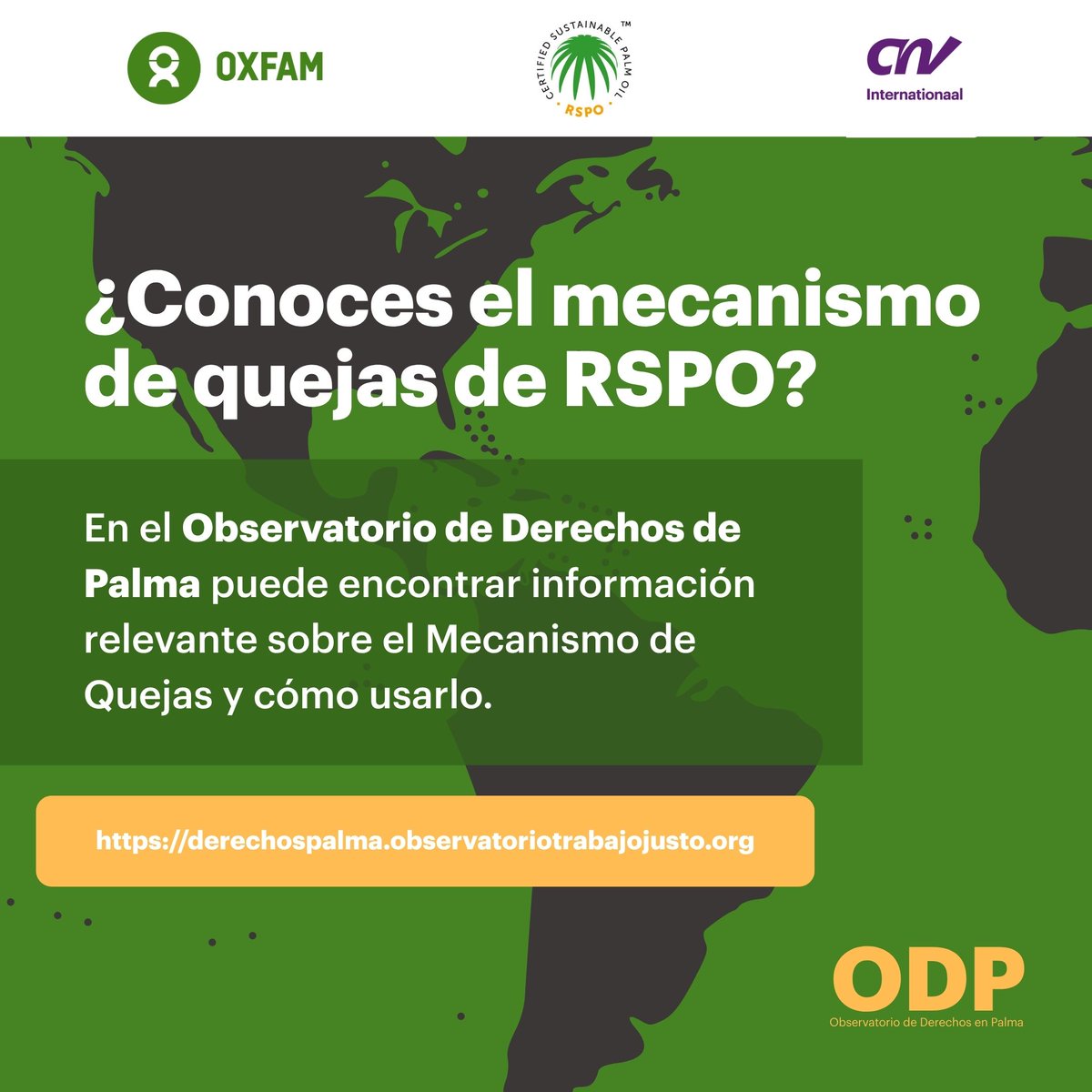¿Conoces el #MecanismoDeQuejas de <a href="/RSPOtweets/">Roundtable on Sustainable Palm Oil</a> ?

Si hay una denuncia sobre viulneraciones de derechos humanos en la cadena de producción de palma certificada, RSPO tiene un sistema para recibir y procesar estas quejas.

Descubre cómo puedes usarlo acá:

…hospalma.observatoriotrabajojusto.org/sistema-de-que…