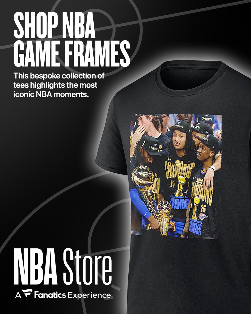 NBA ID members voted, and we turned the best of OKC’s 2025 NBA Finals moments into a tee fit for champions! Celebrate the Thunder’s first title with the latest NBA Game Frames tee. Get yours now!

store.nba.com/oklahoma-city-…