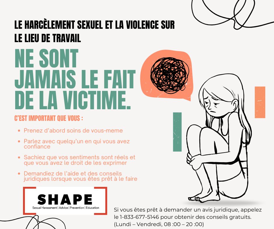 Sharing on behalf of SHAPE (Sexual Harassment Advice, Prevention and Education). 

On #PTSDAwarenessDay (June 27, 2025), we are reminded that sexual harassment is never the fault of the victim. Resources and free legal advice is available at 1(833) 677-5146. 

#SHAPEYourWorkplace