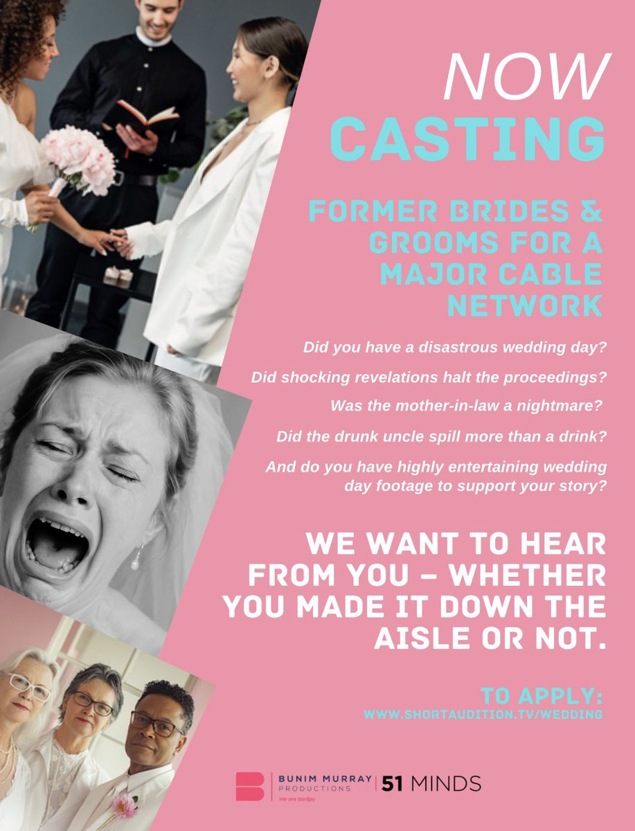 We’re casting! We want to hear your wildest wedding stories! Apply NOW #weddinganniversary #weddingday #bridalshower #BacheloretteParty