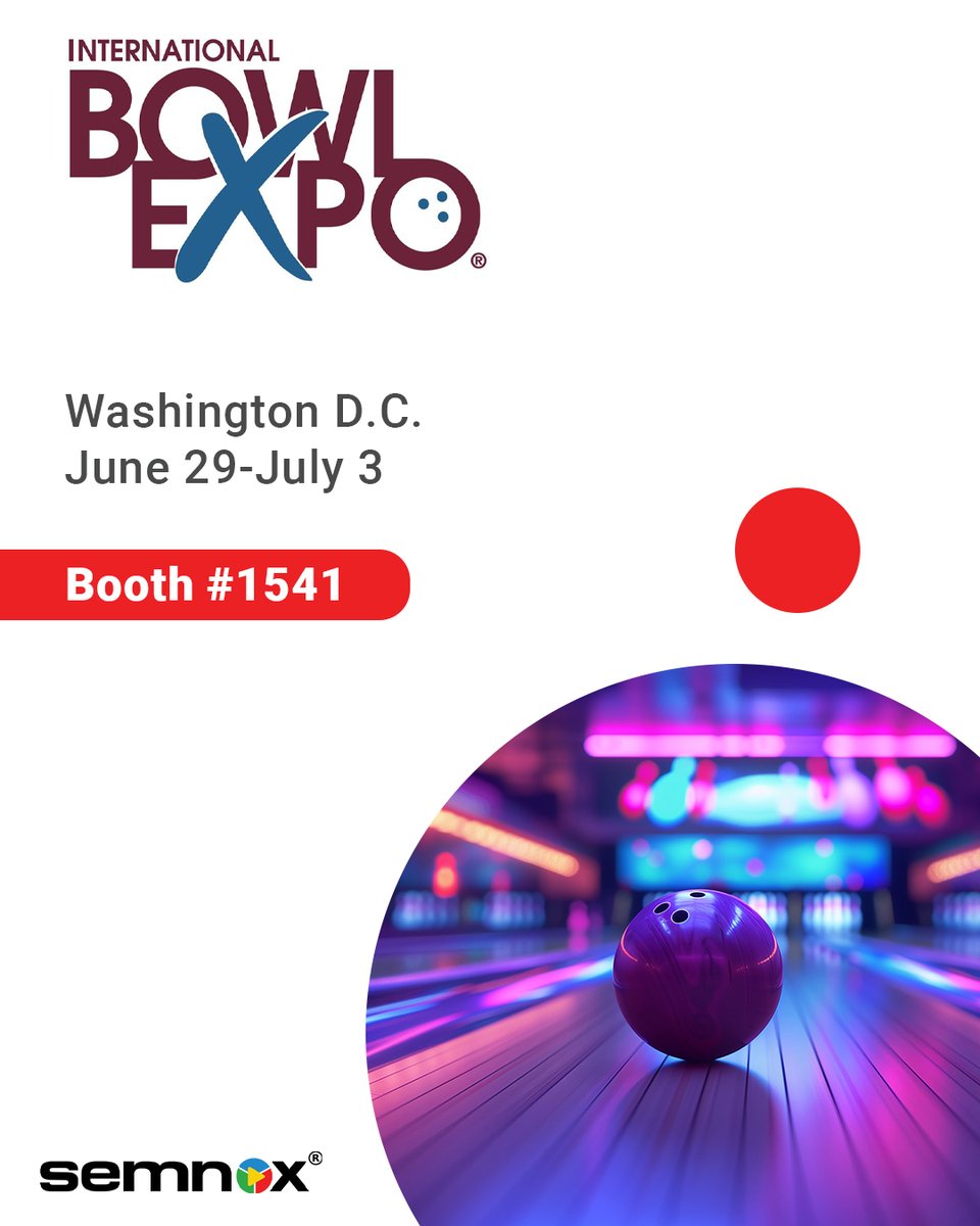 🎳 Semnox is rolling into the  @BowlExpo 2025 this weekend!

📍𝐁𝐨𝐨𝐭𝐡 #𝟏𝟓𝟒𝟏 | 🗓 𝐉𝐮𝐧𝐞 𝟐𝟗 – 𝐉𝐮𝐥𝐲 𝟑 | 🏢 Gaylord National Resort &amp; Convention Center

Swing by our booth and find out how Semnox can transform bowling &amp; entertainment centers with end-to-end tech. ✨