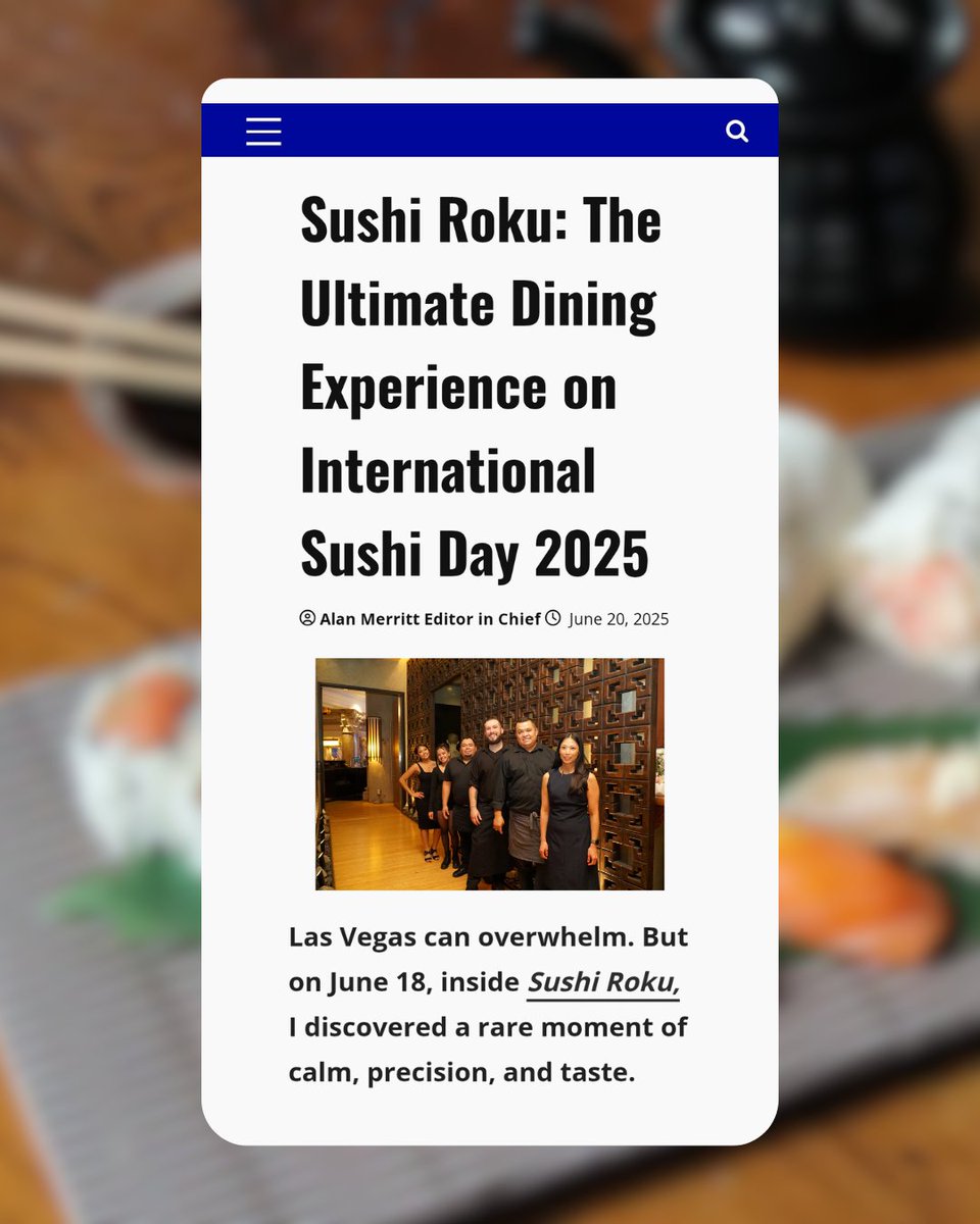 JS2 PR (@js2pr) on Twitter photo Immerse yourself in a culinary experience! <a href="/justnownews365/">Just Now News</a> praised <a href="/SushiRokuLV/">Sushi Roku Las Vegas</a>'s stellar service and menu on Intl Sushi Day! 🍣
Sushi Roku’s commitment to customer experience puts them above the rest. We strive to do the same ✨
✍️: Alan Merritt
#JS2PR #SushiRoku #JustNowNews Immerse yourself in a culinary experience! <a href="/justnownews365/">Just Now News</a> praised <a href="/SushiRokuLV/">Sushi Roku Las Vegas</a>'s stellar service and menu on Intl Sushi Day! 🍣
Sushi Roku’s commitment to customer experience puts them above the rest. We strive to do the same ✨
✍️: Alan Merritt
#JS2PR #SushiRoku #JustNowNews