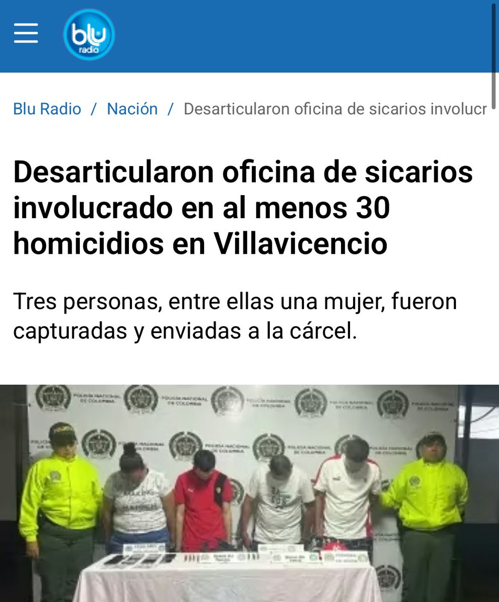 Alexander Baquero Sanabria (@alexbaqueros) on Twitter photo Un nuevo golpe contra la criminalidad en Villavo.
Felicito a nuestra <a href="/PoliciaVillavo/">Policía Metropolitana de Villavicencio</a> con quienes de forma articulada veníamos trabajando para dar estos importantes golpes contra la delincuencia.
Esta banda liderada por alias “viejo Molina” “Rubielito” y David” son los Un nuevo golpe contra la criminalidad en Villavo.
Felicito a nuestra <a href="/PoliciaVillavo/">Policía Metropolitana de Villavicencio</a> con quienes de forma articulada veníamos trabajando para dar estos importantes golpes contra la delincuencia.
Esta banda liderada por alias “viejo Molina” “Rubielito” y David” son los