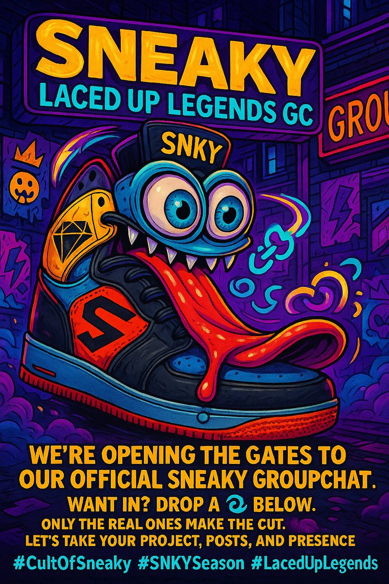 Sneaky onSol (@sneakyonsol) on Twitter photo ๐จ SNEAKY LACED UP LEGENDS GC ๐จ
Weโre opening the gates to our official <a href="/Sneakyonsol/">Sneaky on Sol</a> groupchat โ a space for the loudest, laced-up legends in the game.
No bots. No lurkers. Just active loopers building together, posting daily, and spinning the feed into culture.
๐ Want in? ๐จ SNEAKY LACED UP LEGENDS GC ๐จ
Weโre opening the gates to our official <a href="/Sneakyonsol/">Sneaky on Sol</a> groupchat โ a space for the loudest, laced-up legends in the game.
No bots. No lurkers. Just active loopers building together, posting daily, and spinning the feed into culture.
๐ Want in?