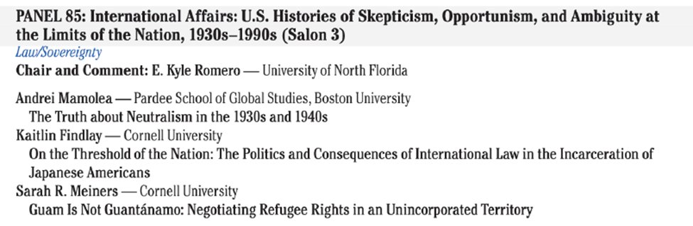 andreimamolea's tweet image. SHAFR-ites! Come learn the truth about Edwin Borchard, John Bassett Moore, William Borah, and neutralism in the 1930s and 1940s! But stay for the cutting-edge research on law, migration, and forced displacement by my brilliant co-panelists. #SHAFR2025
