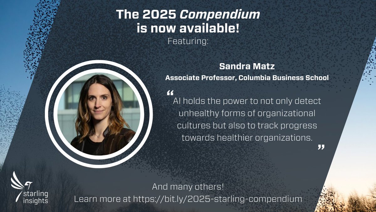 StarlingTrust's tweet image. Don't miss our interview with Sandra Matz, the David W. Zalaznick Associate Professor of Business at @Columbia_Biz, in the 2025 Compendium!
Expanding upon arguments made in her recent book, "Mindmasters: The Data-Driven Science of Predicting and Changing Human Behavior," Matz…