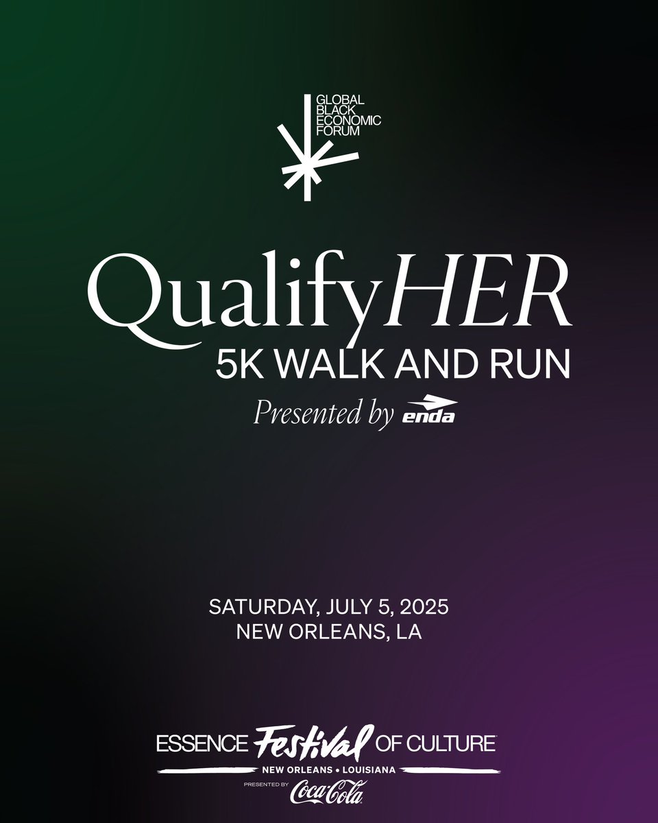 The Global Black Economic Forum’s QualifyHER 5K Walk &amp; Run, presented by <a href="/EndaSportswear/">Enda</a>, is a celebration of women’s journeys—at work, in life, and in community. Taking place at the 2025 ESSENCE Festival of Culture (<a href="/essencefest/">ESSENCE Festival</a>), this moment arrives right on time—bringing