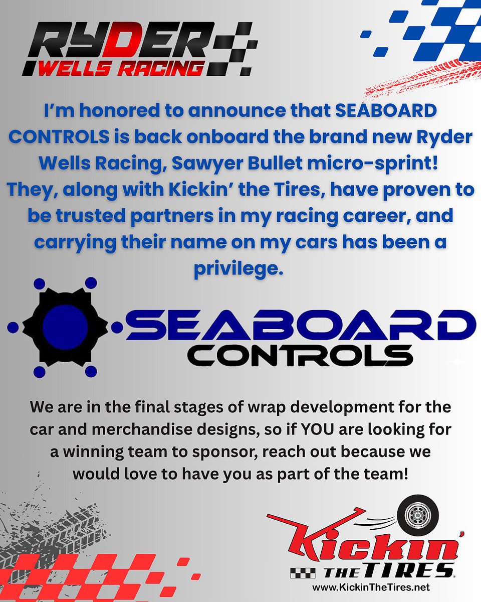 Sponsorship Announcement &amp; Opportunity
@seaboardcontrols <a href="/KickinTheTires/">Kickin' The Tires</a>