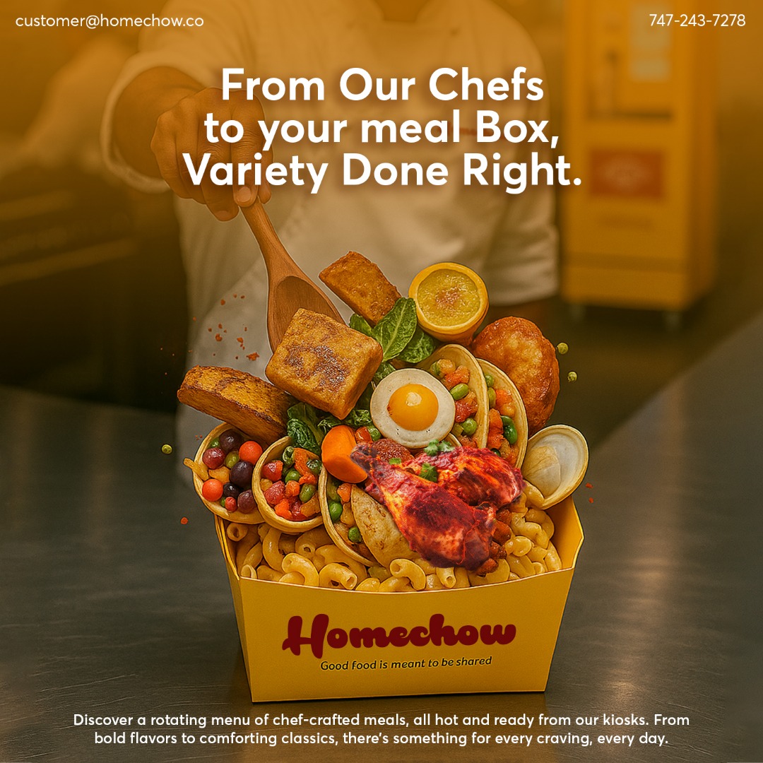 It’s Friday. Temps are high, and so is the flavor game.
Chef-crafted heat, straight from the kiosk to your box.
Because when the food slaps this hard, the weekend starts early.
From chef to kiosk, to your box.
We serve variety like it’s a love language.
Bold.
Fresh.
Always ready.