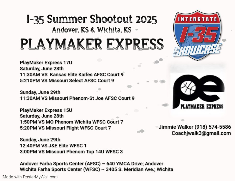 Coachjwalk3 (@coachjwalk3) on Twitter photo PlayMaker Express 17U & 15U will be in Wichita this weekend. <a href="/ChapmanMar37798/">Marin Chapman</a> <a href="/ChloePerry24/">Chloe Perry</a> <a href="/courtniem23/">Courtnie McCarroll</a> <a href="/jcwell03/">Jacquelyn Cornwell</a> <a href="/asiaroper2/">Asia Roper</a> PlayMaker Express 17U & 15U will be in Wichita this weekend. <a href="/ChapmanMar37798/">Marin Chapman</a> <a href="/ChloePerry24/">Chloe Perry</a> <a href="/courtniem23/">Courtnie McCarroll</a> <a href="/jcwell03/">Jacquelyn Cornwell</a> <a href="/asiaroper2/">Asia Roper</a>