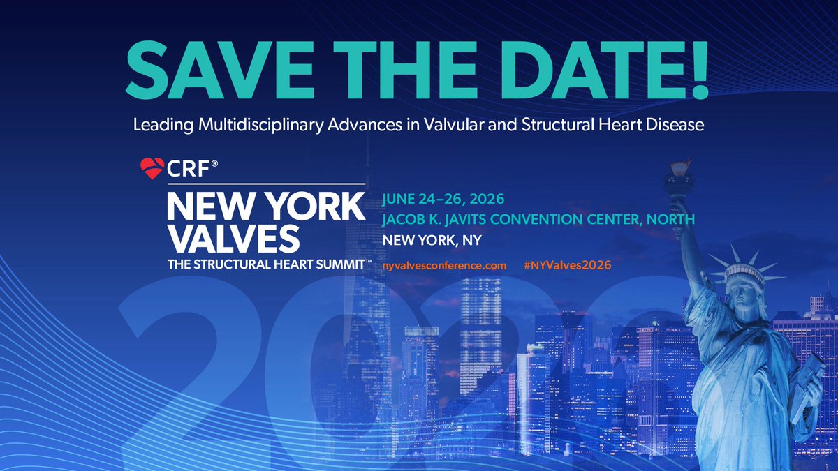 Save the Date! 🗓️ #NYValves2026 is coming back stronger than ever. Join us for another incredible gathering of the brightest minds in structural heart disease. Innovation, education, and collaboration await! 🚀🫀

Mark your calendar now!

#CardioX #CardioTwitter #CardioEd