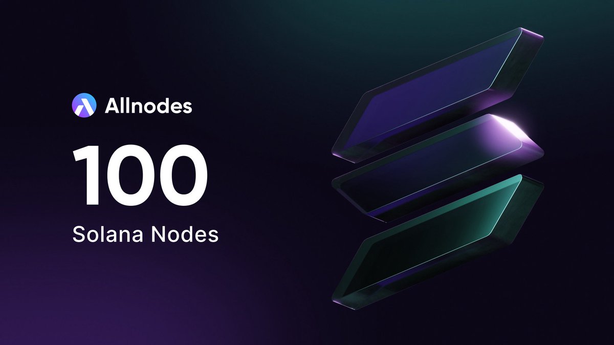 Our ultra-fast dedicated servers now host 100 #Solana nodes 👉🏽 39 full nodes and 61 validators, with a total of 6.47M $SOL staked. We deliver top-tier bare-metal infrastructure for running blockchain nodes.

Get your dream server here: allnodes.com/hosting
