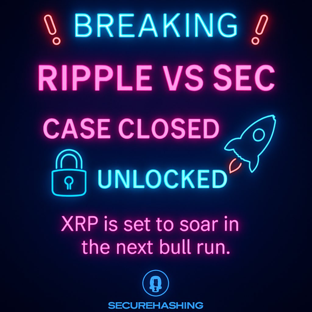 securehashing's tweet image. 🚨 BREAKING: Ripple vs SEC is over! 🚨
The legal battle has officially ended.
Both Ripple and the SEC have dropped their appeals.
❌ Case closed.
✅ Path unlocked.
What does this mean?
🔓 $XRP is now free to fly in the next bull cycle.
Doubters will now turn into full-blown…