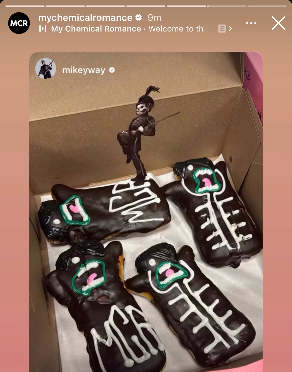 really love how important the donuts are that the official mcr account posted mikey’s stories 😭😭