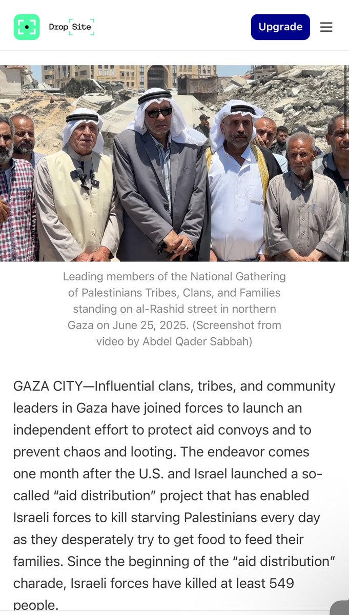 ⚡️NEW from <a href="/DropSiteNews/">Drop Site</a>: 

Gaza’s Grassroots Effort to Ensure Humanitarian Aid Reaches Starving Palestinians

Tribal and community leaders in Gaza are uniting to secure aid convoys after over 500 people have been killed in daily aid massacres.

✍️ By <a href="/AbdSabbah91/">عبد القادر صباح</a>,