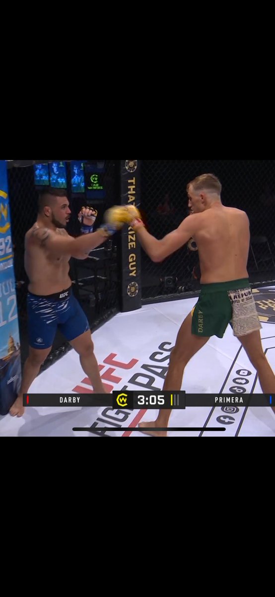 dodds1_andrew's tweet image. Why is Primera rocking UFC shorts in @CageWarriors ??