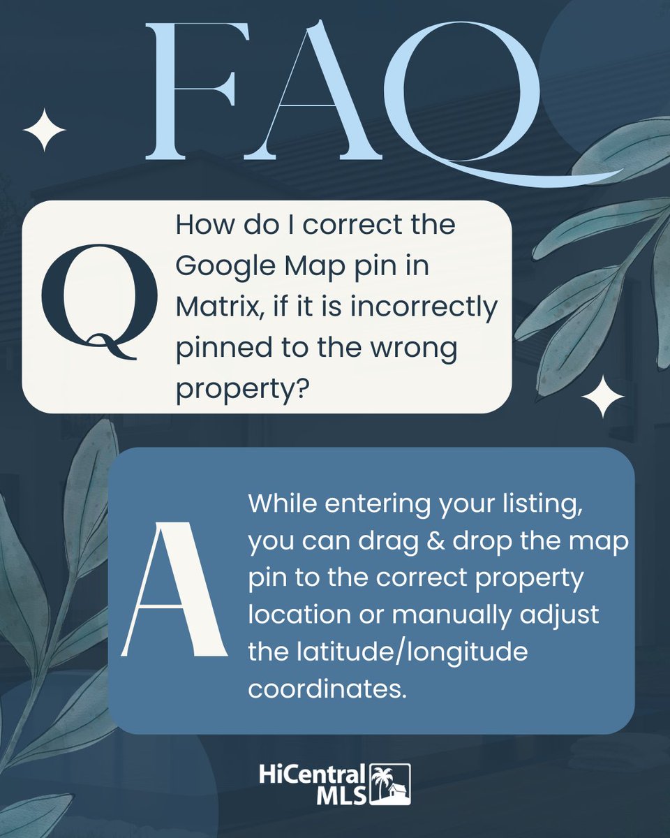 hicentralmls's tweet photo. Don't assume the map pin is in the correct spot! We've seen an increase in pins pointing to wrong properties, so we want to remind Members to always double-check the map pin when entering a new listing.

For more information: 
🔗https://t.co/UC5IVJSOx6 https://t.co/pqgpFjPhCP