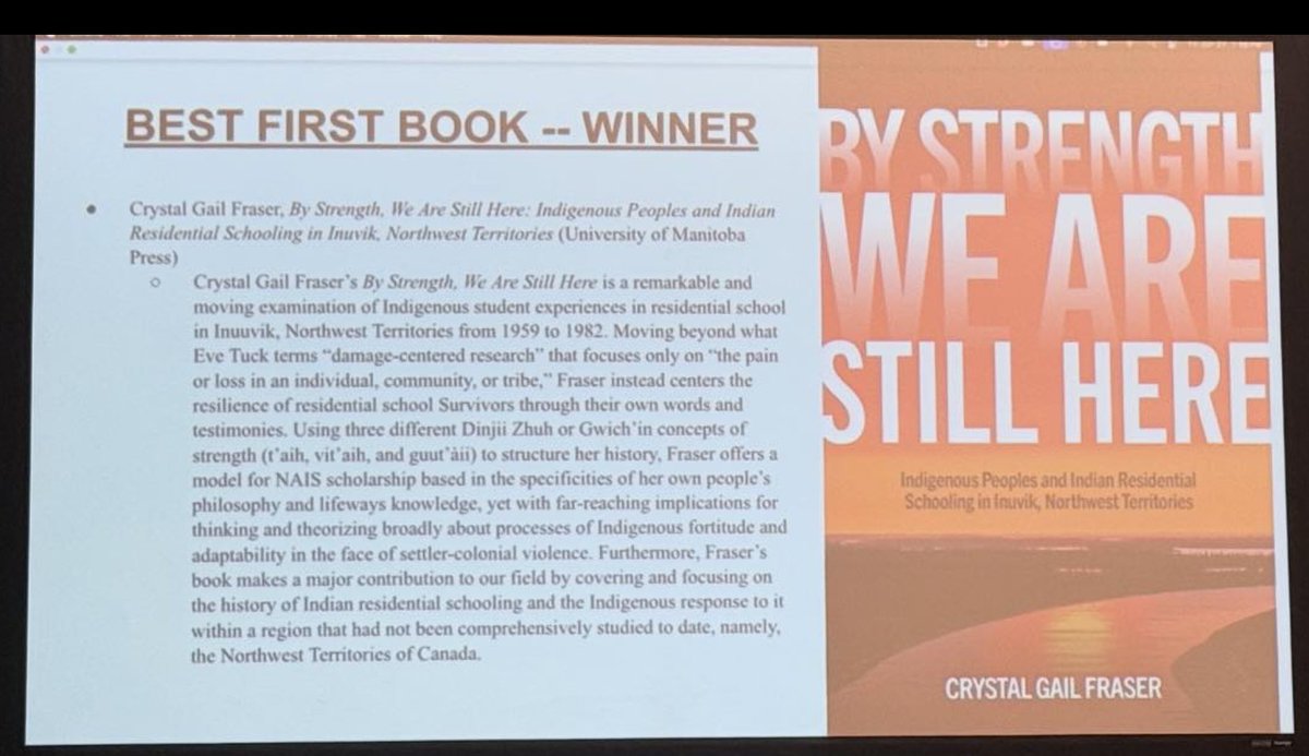 ShekonNeechie's tweet image. Congratulation to Crystal Fraser for being awarded the Best First Book Award by the Native American and Indigenous Studies Association!
