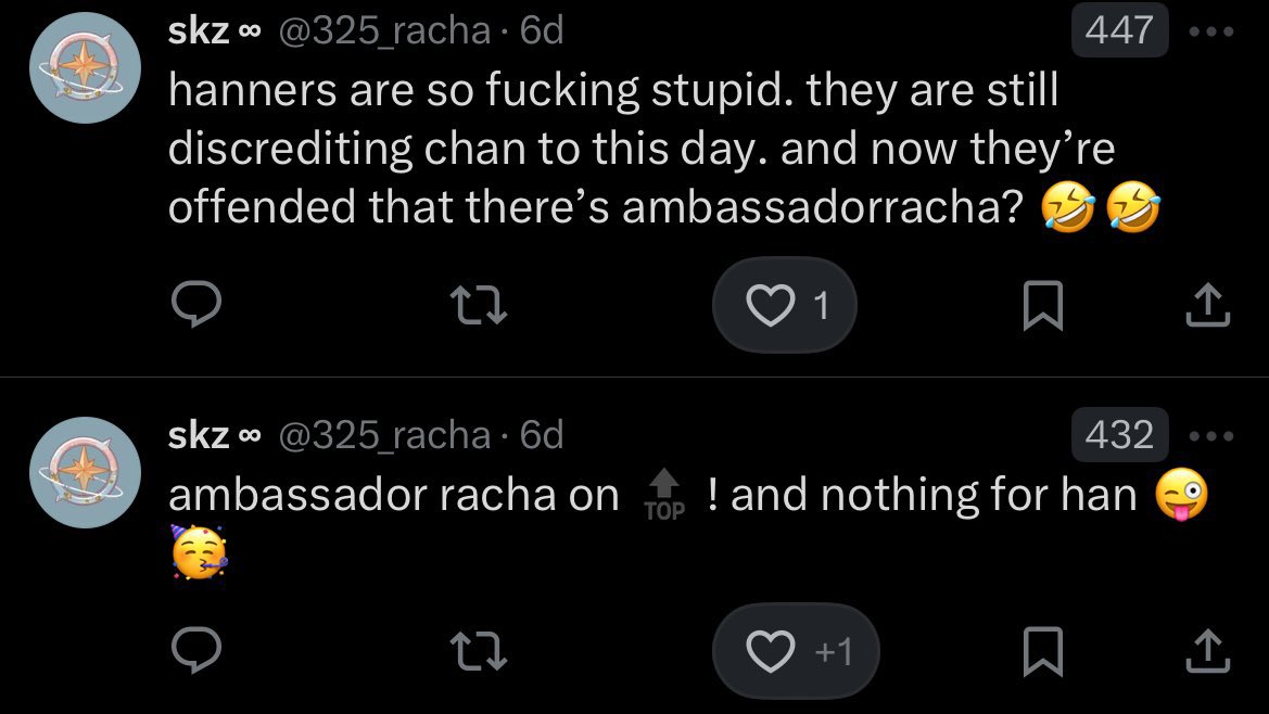 daripada tantrum nih

PLEASE REPORT &amp; BLOCK!

—Belittling, mocking &amp; targeting HJS.

❕RNB THE ACC
- 계정 신고 및 차단

🛑 PLS DO NOT INTERACT 🛑
- 상호 작용하지 마십시오

🔗: x.com/325_racha?s=21

❕RT TO SPREAD